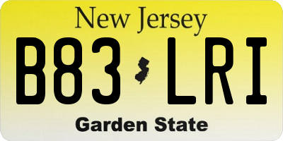 NJ license plate B83LRI