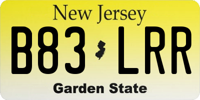 NJ license plate B83LRR