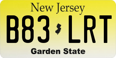 NJ license plate B83LRT
