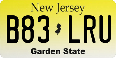NJ license plate B83LRU