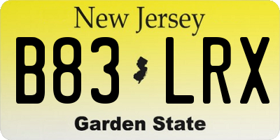 NJ license plate B83LRX