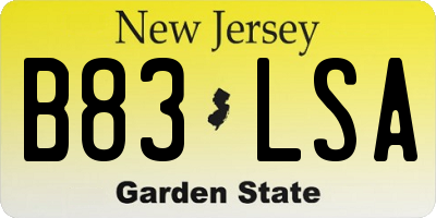 NJ license plate B83LSA
