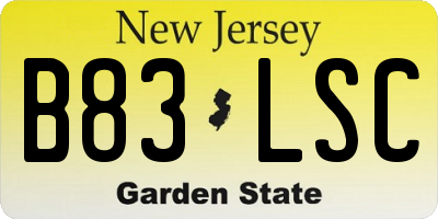 NJ license plate B83LSC