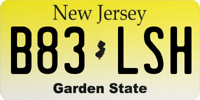 NJ license plate B83LSH