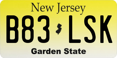 NJ license plate B83LSK