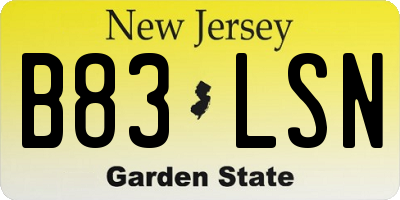 NJ license plate B83LSN