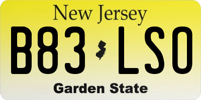 NJ license plate B83LSO