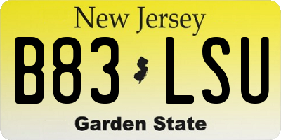 NJ license plate B83LSU
