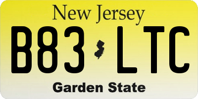 NJ license plate B83LTC