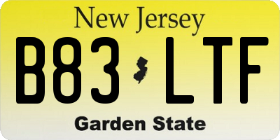 NJ license plate B83LTF
