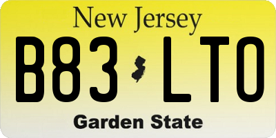 NJ license plate B83LTO