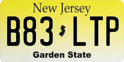 NJ license plate B83LTP