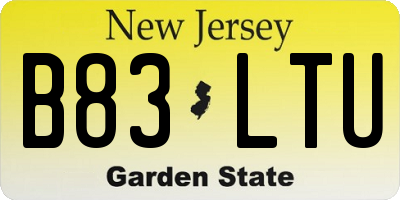 NJ license plate B83LTU