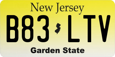 NJ license plate B83LTV