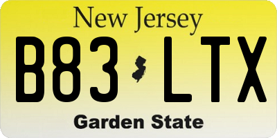 NJ license plate B83LTX