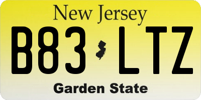 NJ license plate B83LTZ