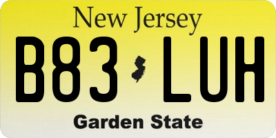 NJ license plate B83LUH