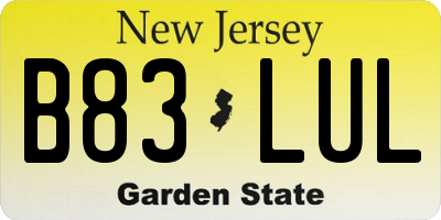 NJ license plate B83LUL