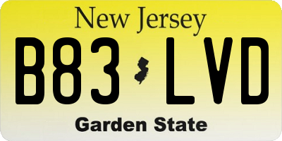 NJ license plate B83LVD