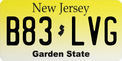 NJ license plate B83LVG