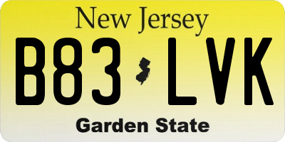 NJ license plate B83LVK