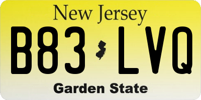 NJ license plate B83LVQ