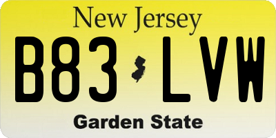 NJ license plate B83LVW