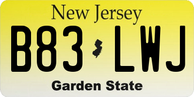 NJ license plate B83LWJ