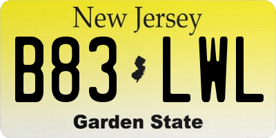 NJ license plate B83LWL