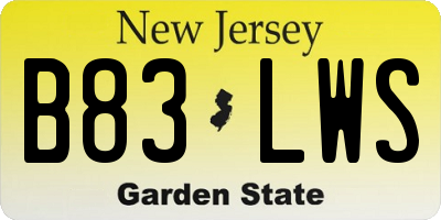 NJ license plate B83LWS