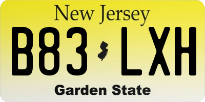 NJ license plate B83LXH
