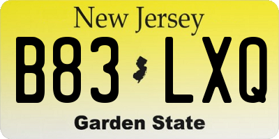 NJ license plate B83LXQ
