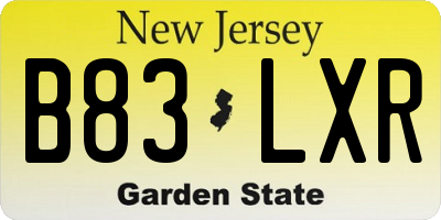 NJ license plate B83LXR
