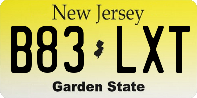 NJ license plate B83LXT