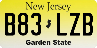 NJ license plate B83LZB
