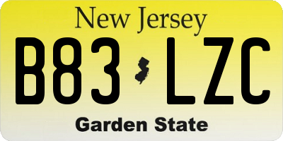NJ license plate B83LZC