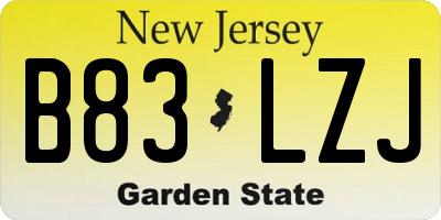 NJ license plate B83LZJ