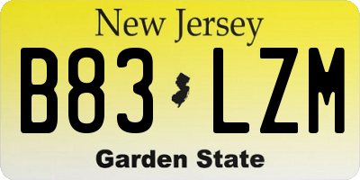NJ license plate B83LZM