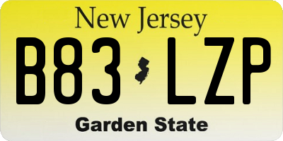 NJ license plate B83LZP