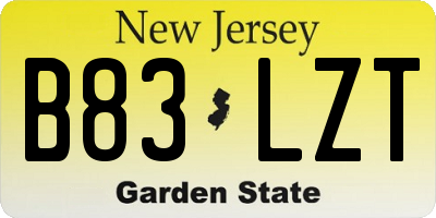 NJ license plate B83LZT