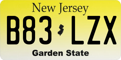 NJ license plate B83LZX