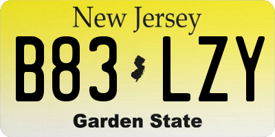 NJ license plate B83LZY