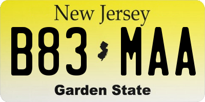 NJ license plate B83MAA