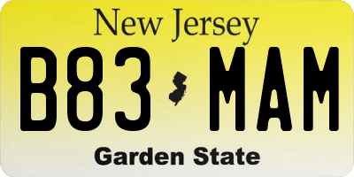 NJ license plate B83MAM