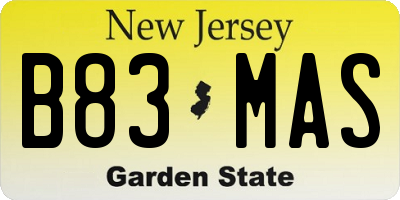 NJ license plate B83MAS