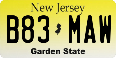 NJ license plate B83MAW