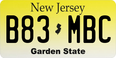 NJ license plate B83MBC