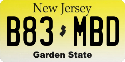NJ license plate B83MBD