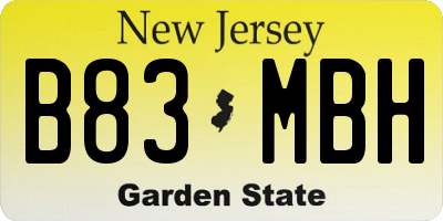 NJ license plate B83MBH