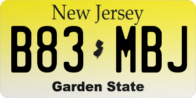 NJ license plate B83MBJ
